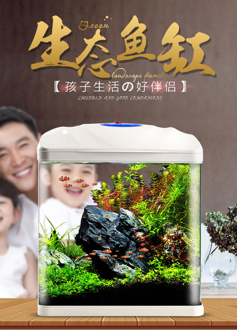 Fish Tank Aquarium Ecological Desktop Creative Goldfish Tank Glass Mini Small Living Room Water-free Home Tank Aquarium Tank