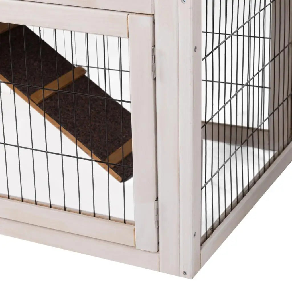 Rabbit Hutch Hare Hutch in Solid Wood Cage for Guinea Pig Hutch Small Animals 123.6 x 58 x 106cm Pet Bunny Cage