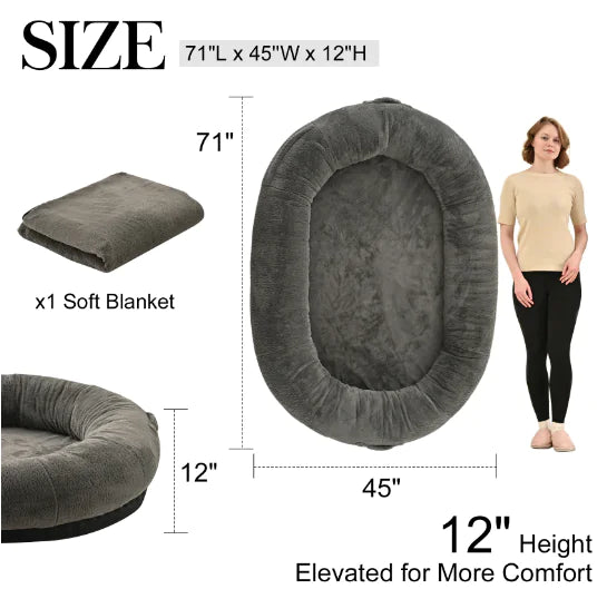 Large Dark Grey Human Dog Bed