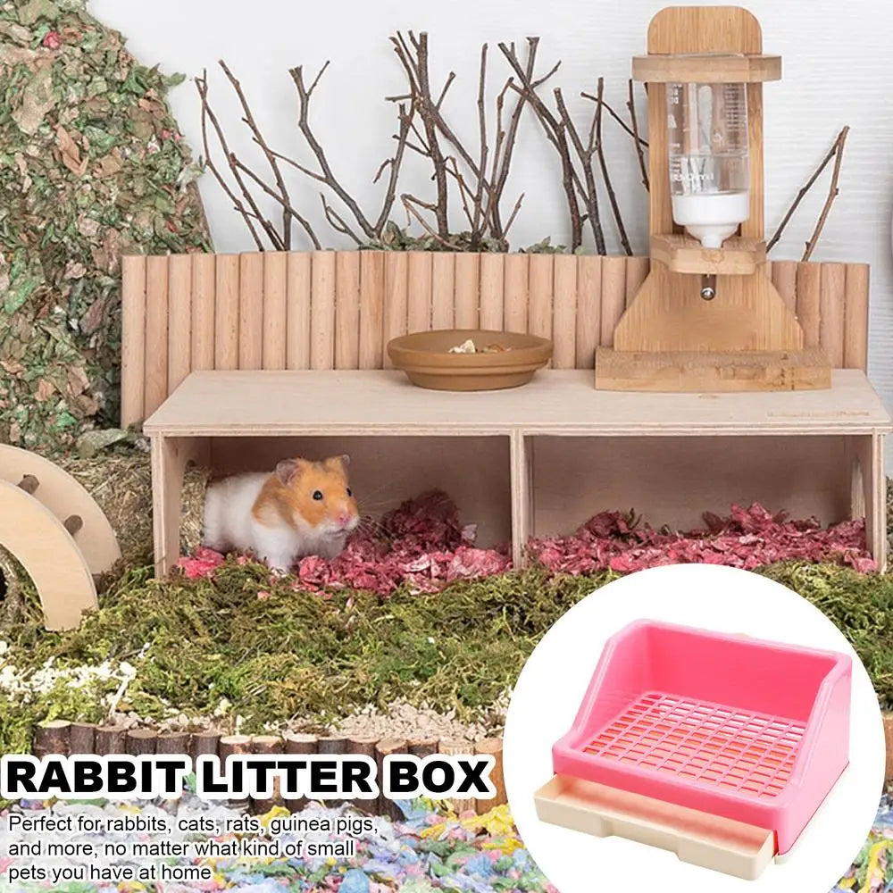 Rabbit Litter Box With Drawer Place Firmly Pet Bedpan Corner Toilet Box With Grate Potty For Adult Guinea Pig cat Dog Supplies