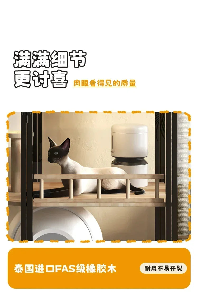 Panoramic Luxury Cat Cage Nest House Villa Cat Cabinet Automatic Litter Box Large Free Space Home