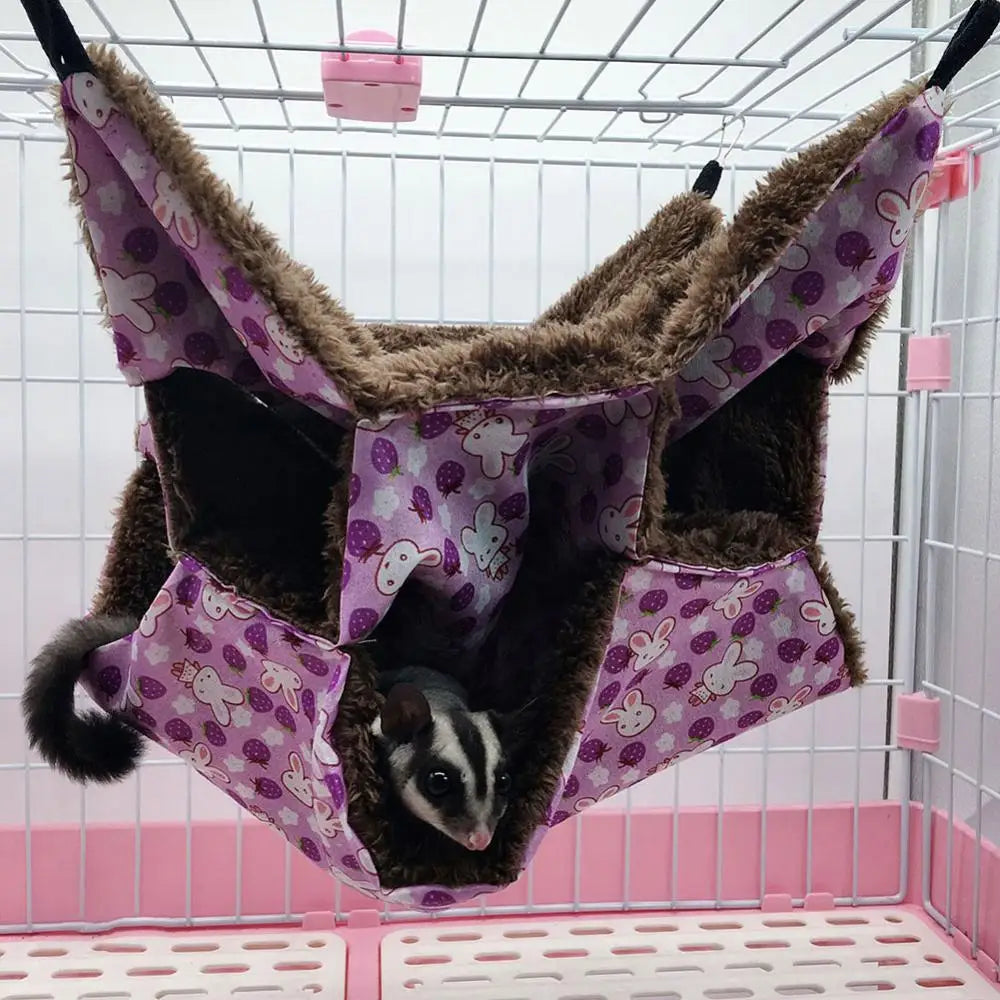 3 Layers Pet Hammock Plush Hamster Hammock Chinchilla Guinea Pig Ferret Sleeping Bag Hamster Cage Swing Cage Sleeping Nest