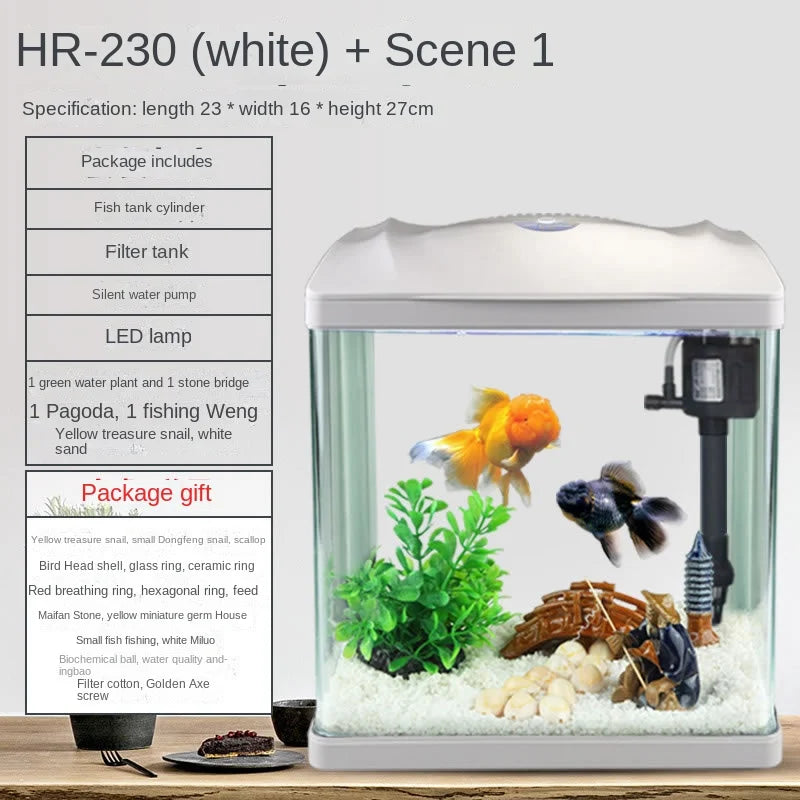 Fish Tank Aquarium Ecological Desktop Creative Goldfish Tank Glass Mini Small Living Room Water-free Home Tank Aquarium Tank