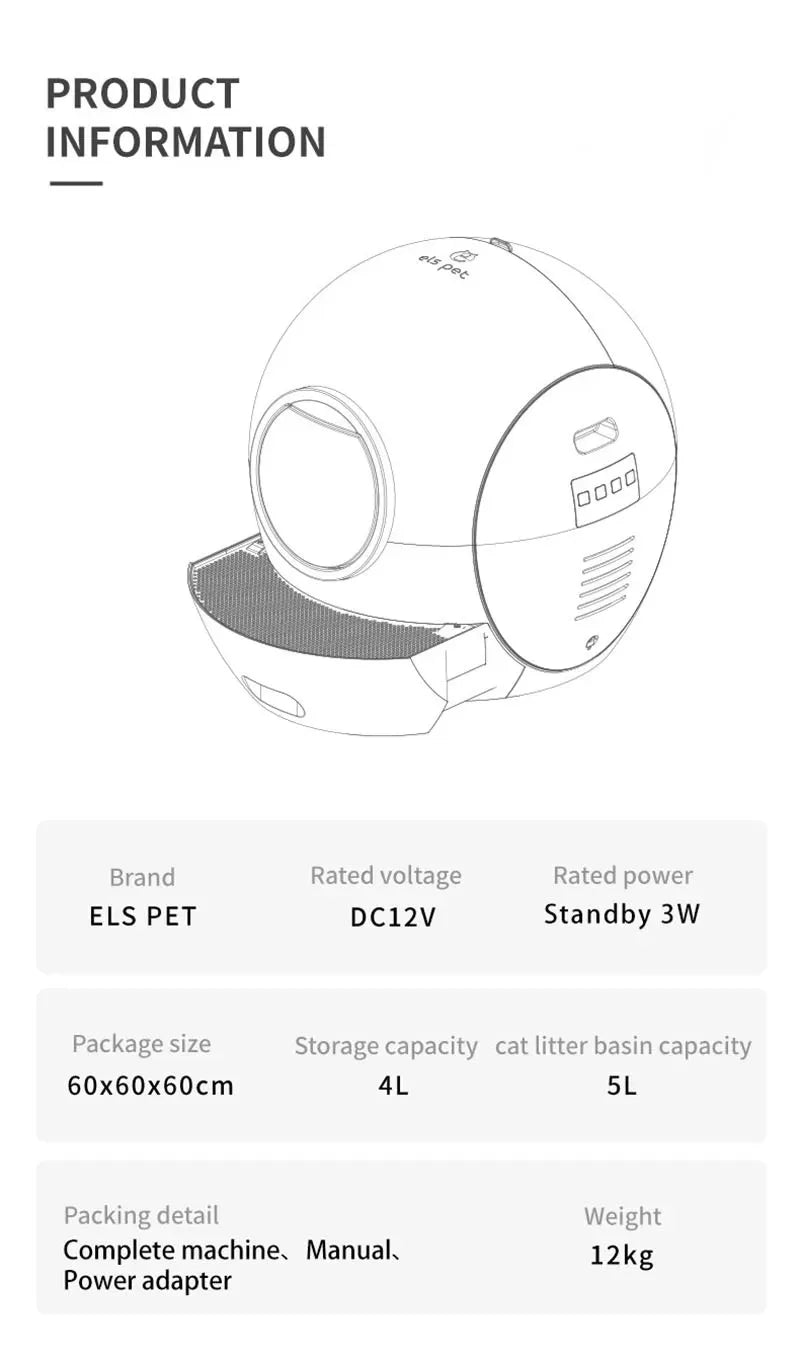 Smart Cat Litter Box Large Tray Self-cleaning Cats Toilet Automatic Closed Sandboxes Electronic Smart Litter for Cat Pet Product