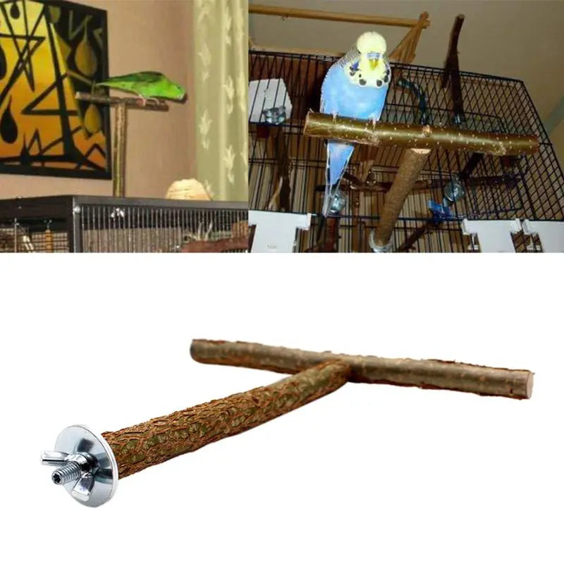 Wooden Bird Perch Natural Parrot Standing Bar Rod Stand for Paw Grooming Pet Birds Cage Snuggle Wooden Toy