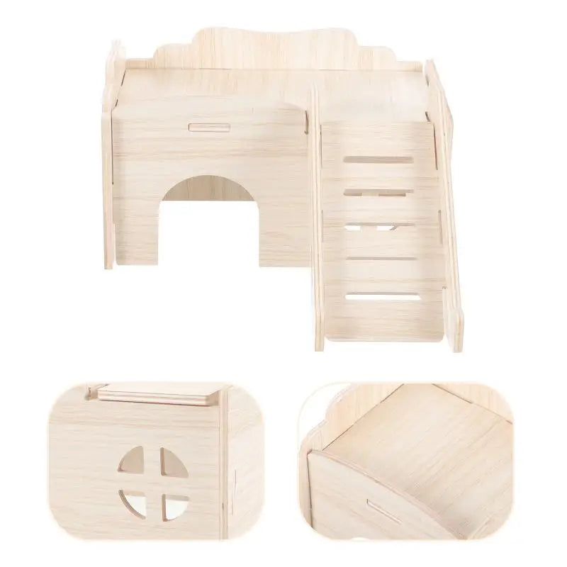 Wooden Hamster Bed Rabbit Toys Bunny Cage Accessories Gerbil Bedding House Hideout Solid Chew Hides Houses and Hideouts