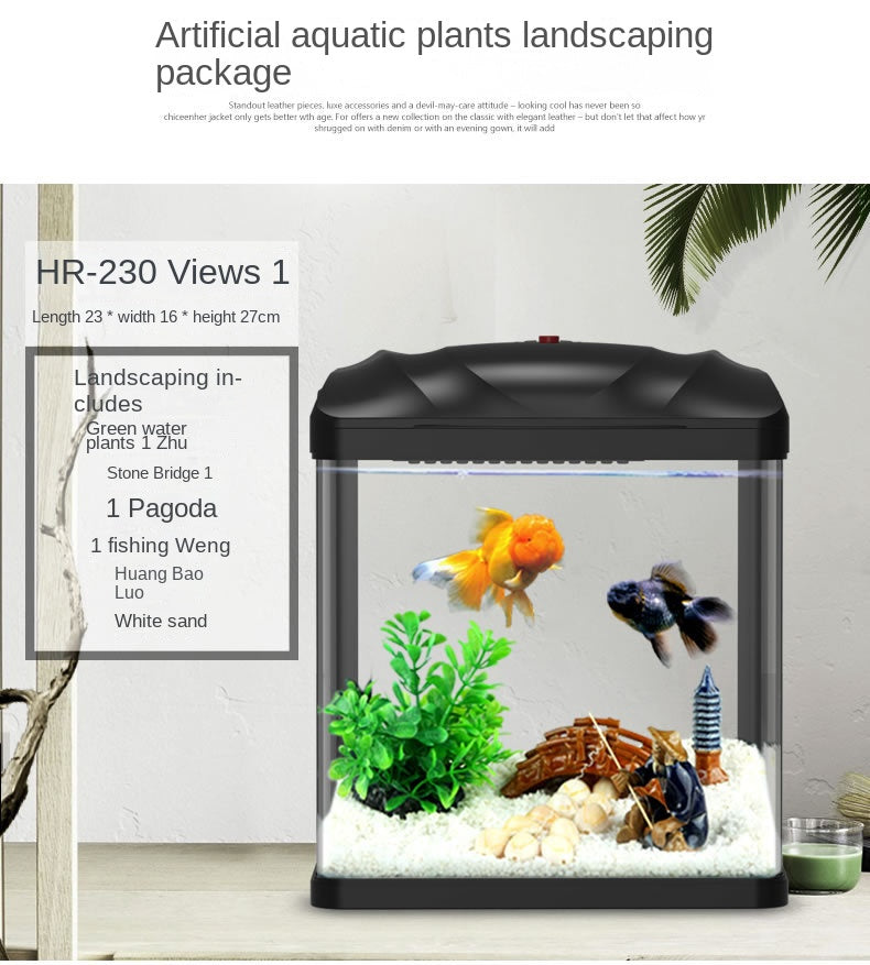 Fish Tank Aquarium Ecological Desktop Creative Goldfish Tank Glass Mini Small Living Room Water-free Home Tank Aquarium Tank