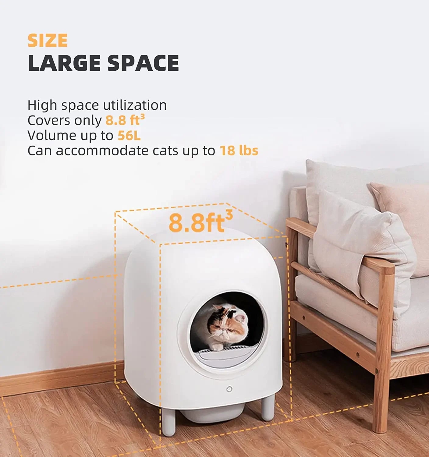 56L Electronic Pet Automatic Cat Litter Box Self Cleaning Semi-closed Petree Cat Tray Pet Toilet Smart APP Control Pet Supplies