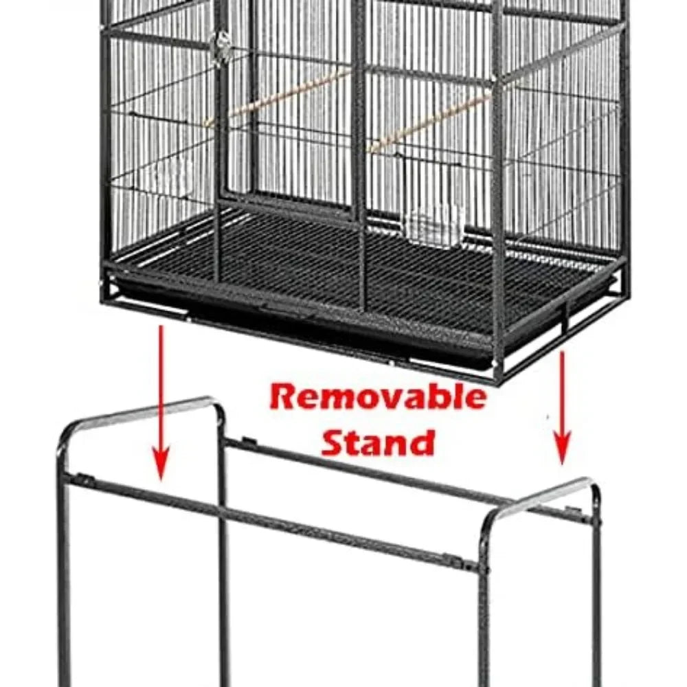 Large Double Birdhouse Treehouse Bird Flight Center Divider Cage with Side Breeding Nest Doors Removable Rolling Stand