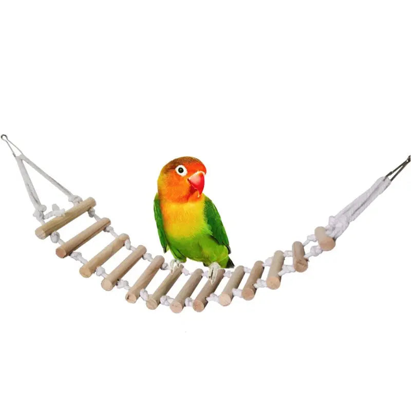 D0AD Parrot Swing Ladder Natural Bird Toy Rope Bridge Stand Perch Cage Accessories for Dwarf Hamsters Sugar Gliders