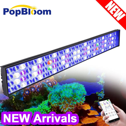 PopBloom-WiFi Marine Aquarium Lamp, Full Spectrum Saltwater LED Aquarium Lighting for 80-100cm Reef Coral,Marine Aquarium Tank