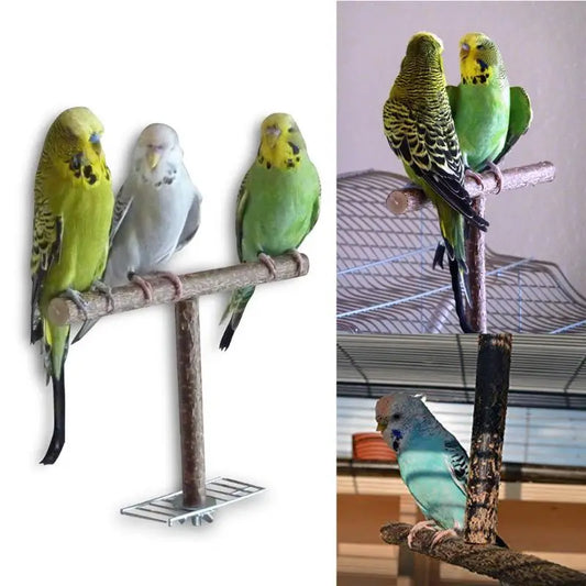 Wooden Bird Perch Natural Parrot Standing Bar Rod Stand for Paw Grooming Pet Birds Cage Snuggle Wooden Toy