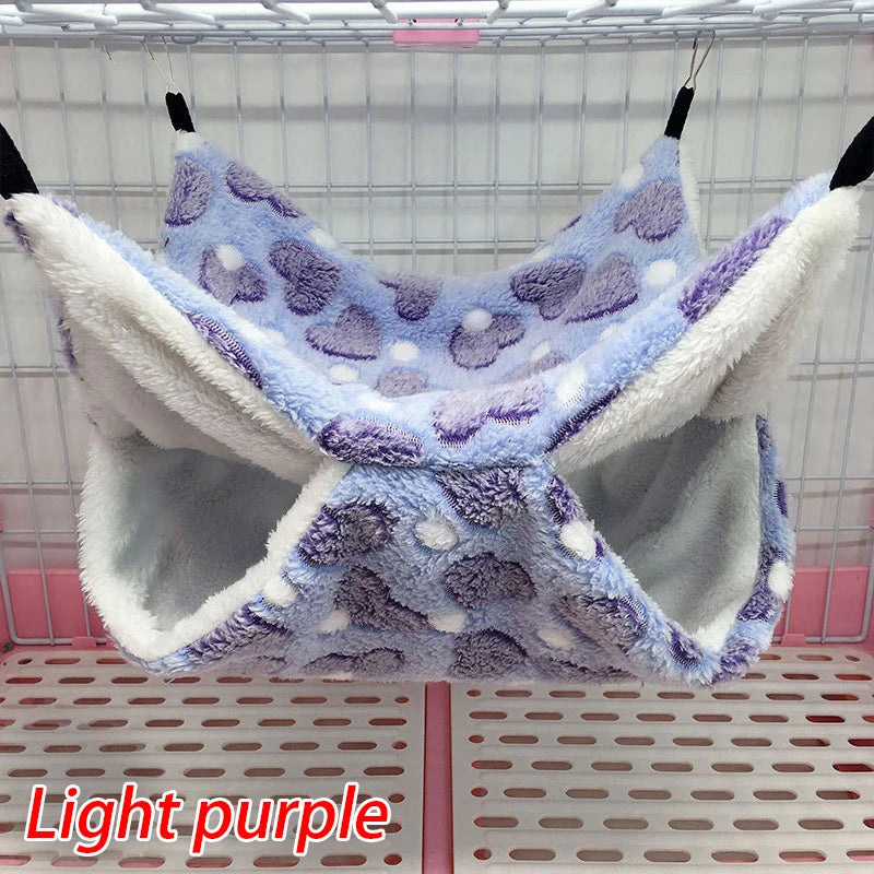 1PC Hamster House Pet Sleeping Hammock Warm Soft Beds Plush Printed Cage For Guinea Pig Squirrel Mice Rat Small Animal