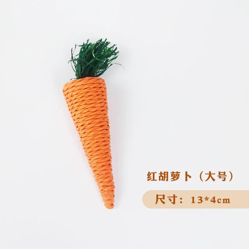 Hamster Rabbit Chew Toy Bite Grind Teeth Toys Corn Carrot Woven Balls for Tooth Cleaning Radish Molar Toys Pet Supplies 1pc