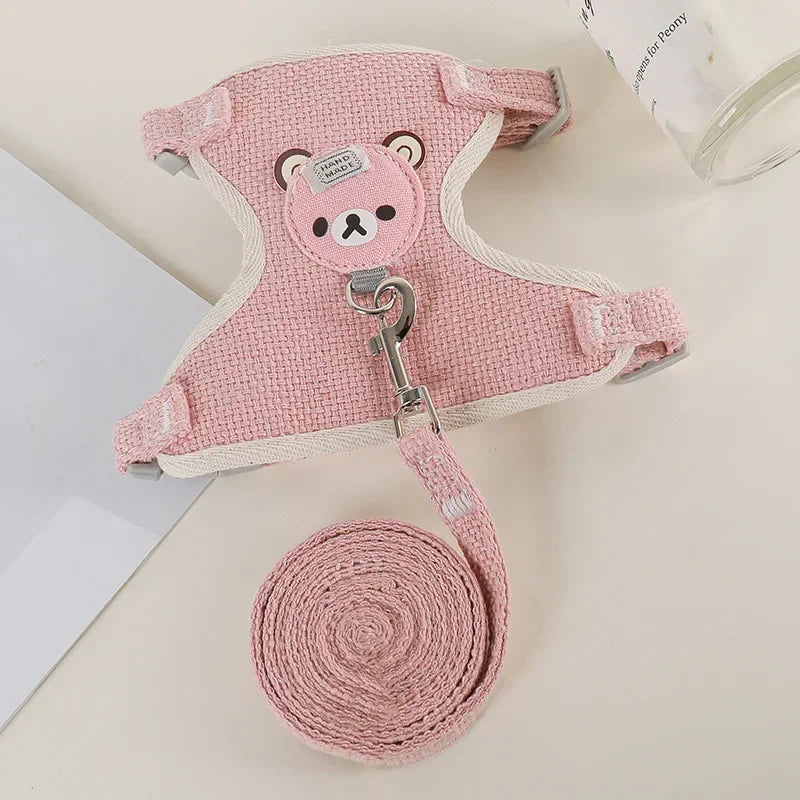 Newest Cute Rabbit Harness and Leash Set Bunny Adjustable Vest Harnesses Pet Leashes for Outdoor Walking Small Pets Supplies