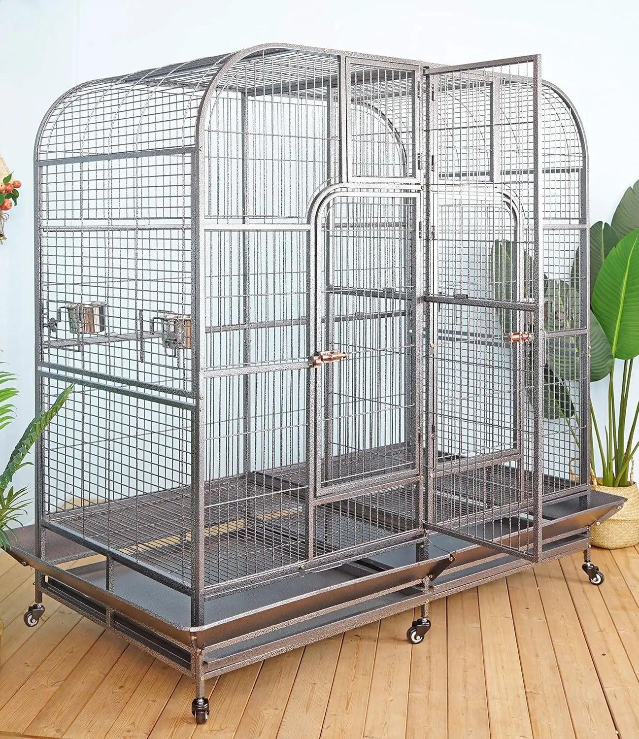 Double Cage with Center Divider for Bird Parrot Aviary New 64"L X 32"W X 73"H