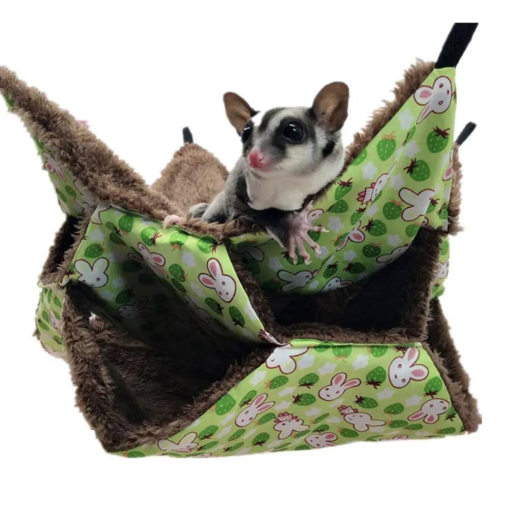 3 Layers Pet Hammock Plush Hamster Hammock Chinchilla Guinea Pig Ferret Sleeping Bag Hamster Cage Swing Cage Sleeping Nest