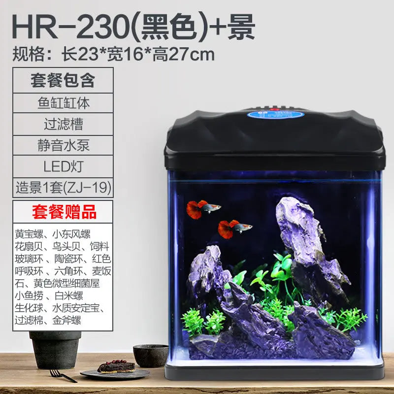 Fish Tank Aquarium Ecological Desktop Creative Goldfish Tank Glass Mini Small Living Room Water-free Home Tank Aquarium Tank