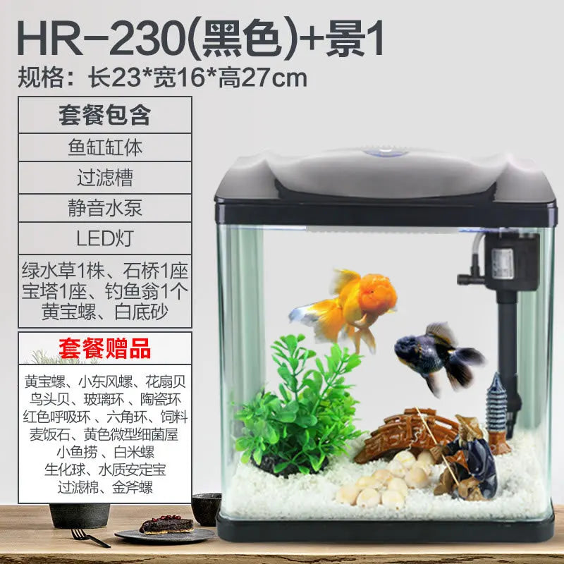 Fish Tank Aquarium Ecological Desktop Creative Goldfish Tank Glass Mini Small Living Room Water-free Home Tank Aquarium Tank