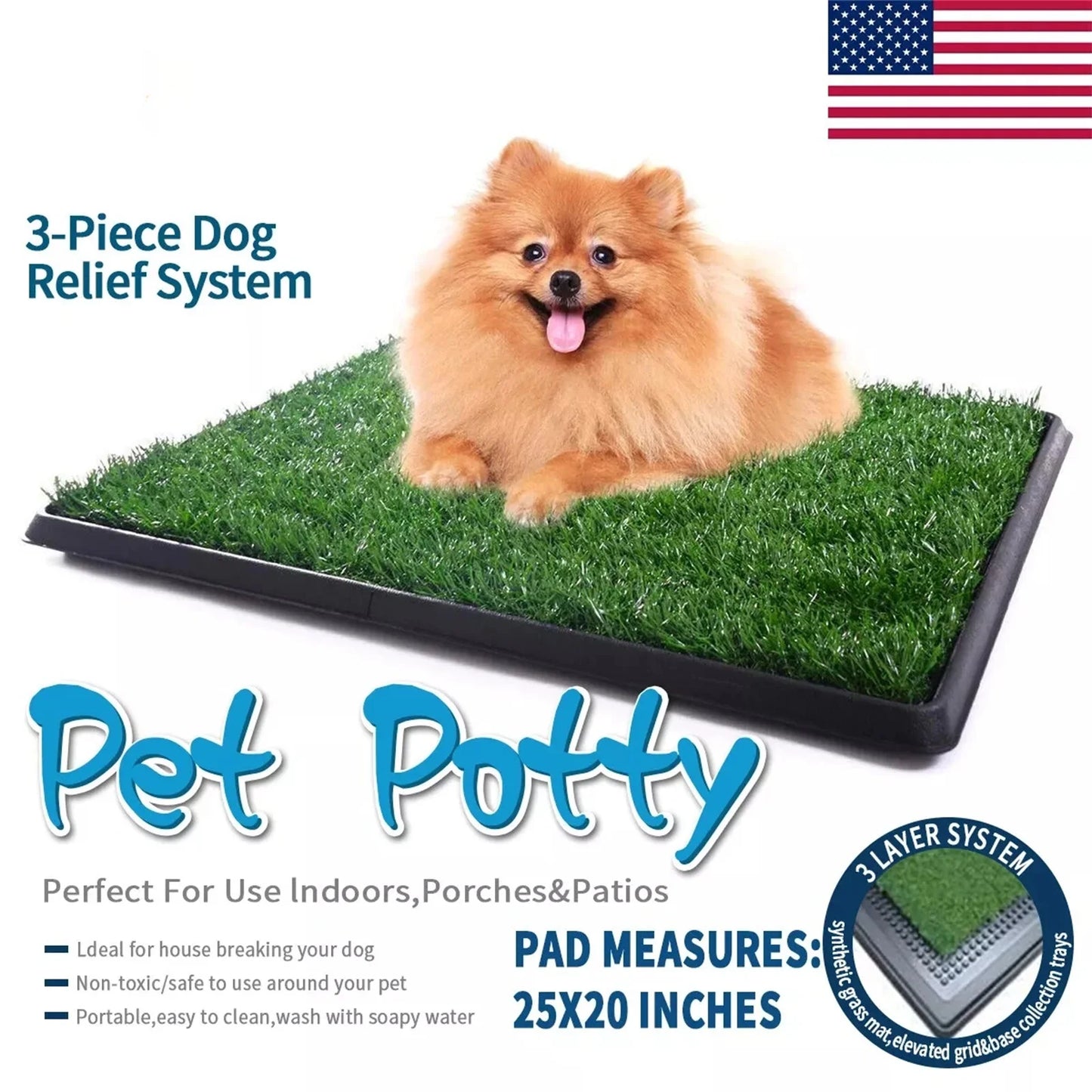 Pet Potty Trainer Grass Mat Dog Puppy Training Pee Patch Pad Indoor Toilet