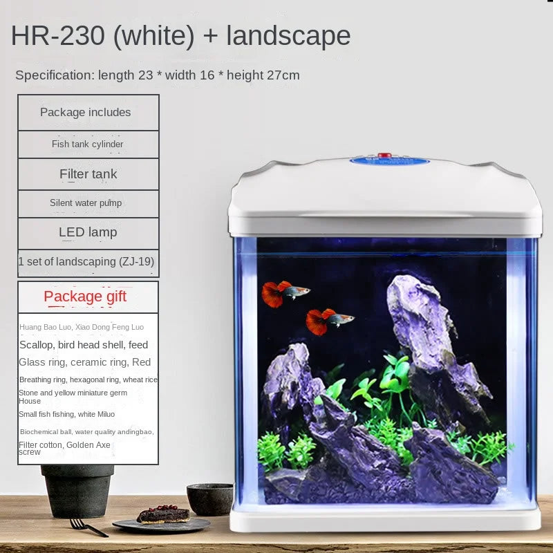 Fish Tank Aquarium Ecological Desktop Creative Goldfish Tank Glass Mini Small Living Room Water-free Home Tank Aquarium Tank