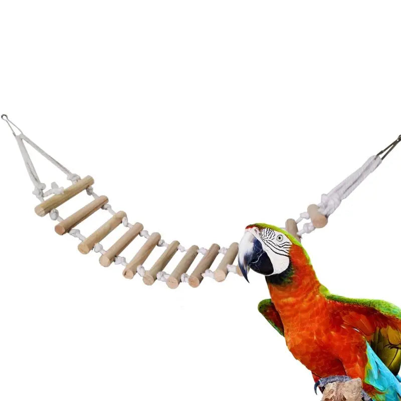 D0AD Parrot Swing Ladder Natural Bird Toy Rope Bridge Stand Perch Cage Accessories for Dwarf Hamsters Sugar Gliders