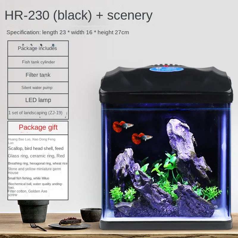 Fish Tank Aquarium Ecological Desktop Creative Goldfish Tank Glass Mini Small Living Room Water-free Home Tank Aquarium Tank