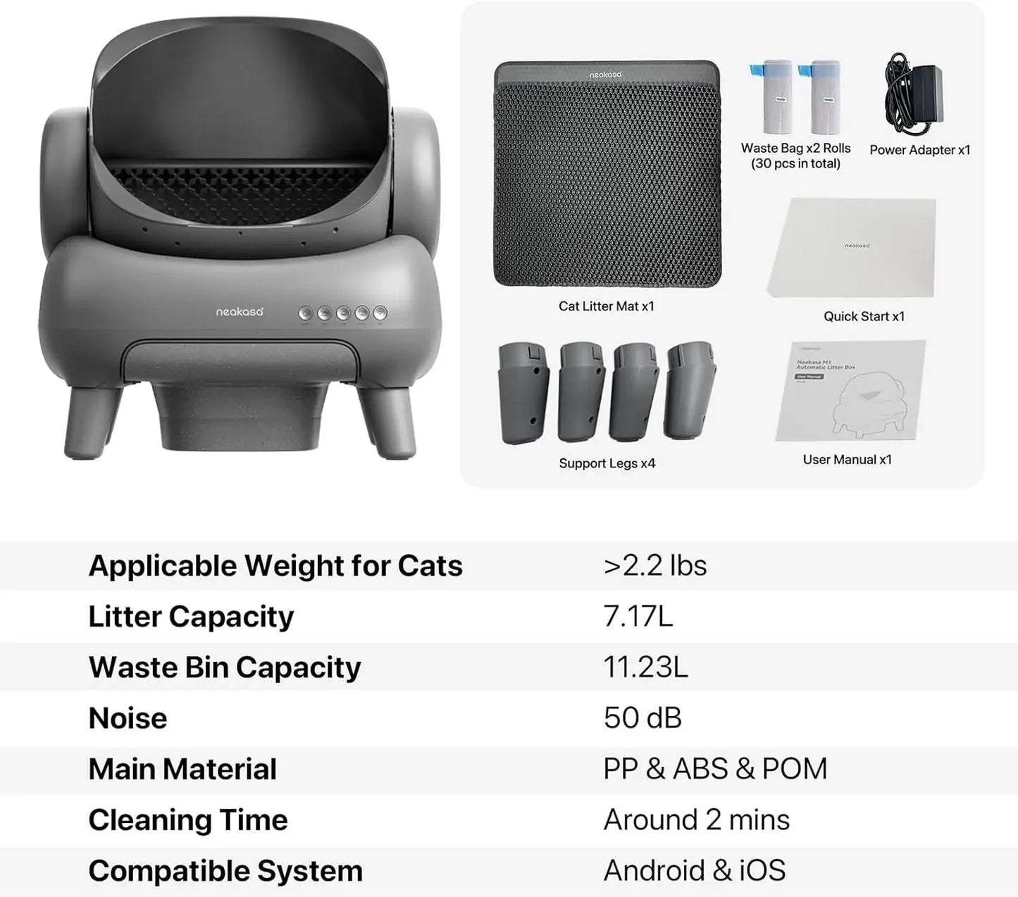 Automatic Cat Litter Box With APP Control Closed Tray for Cats Toilet M1 Open-Top Self Cleaning Cat Litter Box Cats' Sandbox Pet