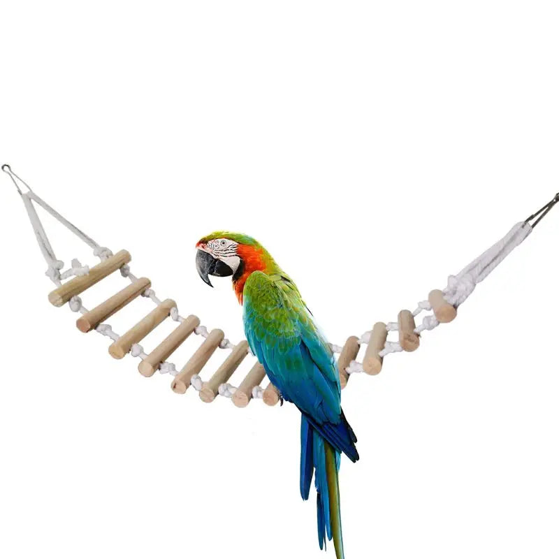 D0AD Parrot Swing Ladder Natural Bird Toy Rope Bridge Stand Perch Cage Accessories for Dwarf Hamsters Sugar Gliders