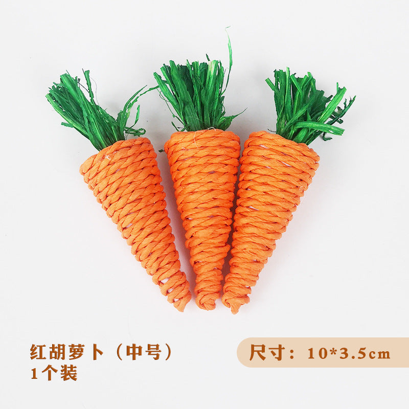 Hamster Rabbit Chew Toy Bite Grind Teeth Toys Corn Carrot Woven Balls for Tooth Cleaning Radish Molar Toys Pet Supplies 1pc