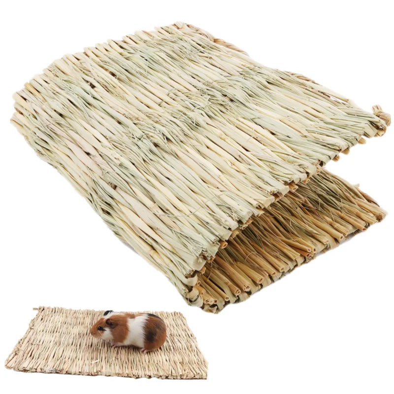 Natural Pet Grass Mat Hamster Small Animal Bed Safe Chew Toy For Rabbit Hedgehog Pet Supplies Natural Grass Hamster Bed Mat