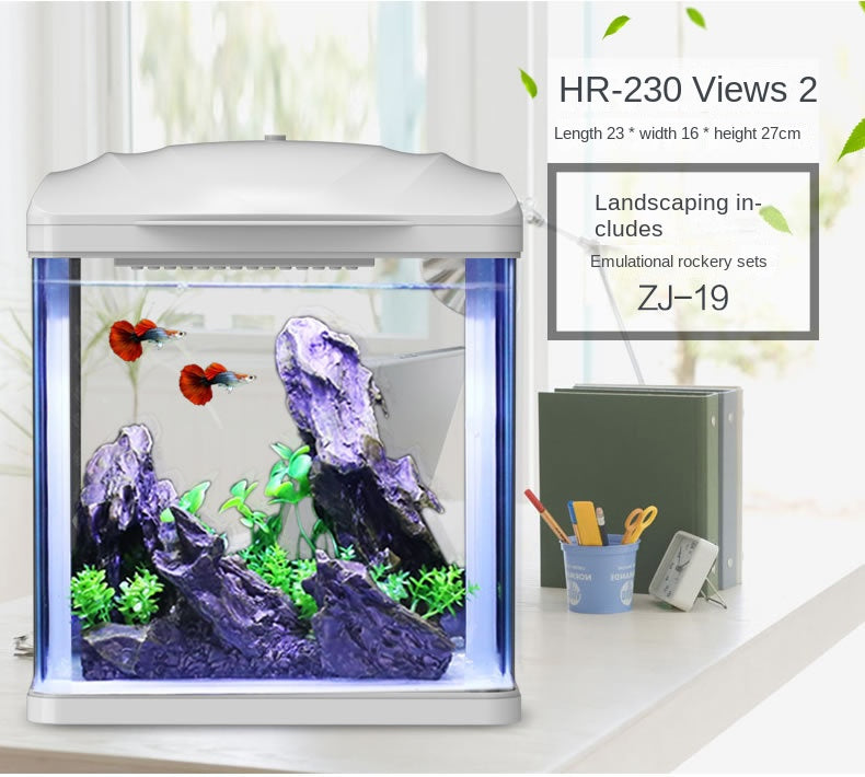 Fish Tank Aquarium Ecological Desktop Creative Goldfish Tank Glass Mini Small Living Room Water-free Home Tank Aquarium Tank