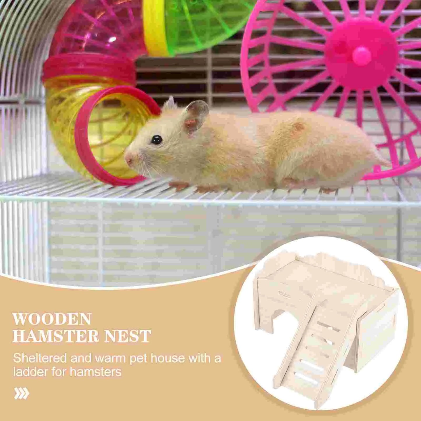 Wooden Hamster Bed Rabbit Toys Bunny Cage Accessories Gerbil Bedding House Hideout Solid Chew Hides Houses and Hideouts