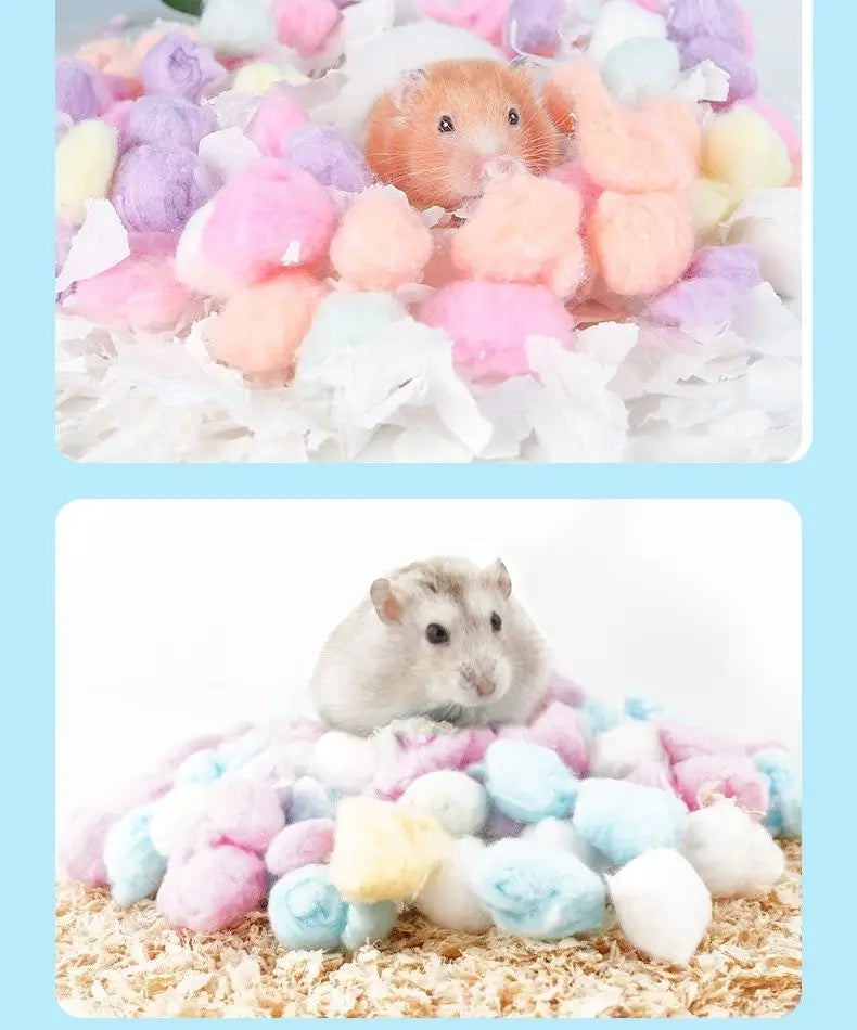 100pcs Colorful Winter Keep Warm Cotton Ball Bedding Small Pet Supplies Hamster Nest Filler Sawdust Hedgehog Guinea Pig Birds