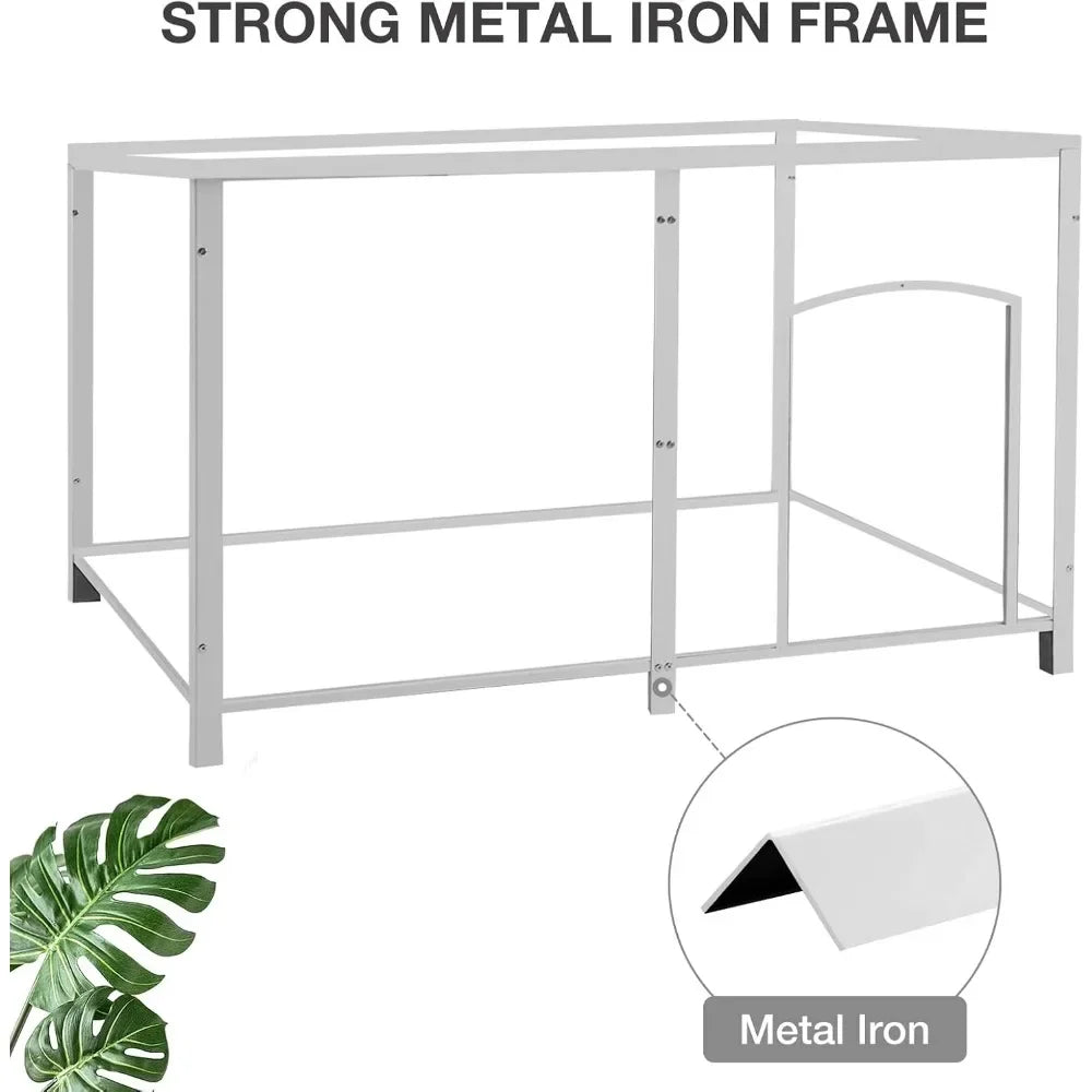 Outdoor Dog House 59.1" Extra Large 100% Insulated Dog Kennel with Liner Keep Warm in Winter,Metal Frame Dog Cage