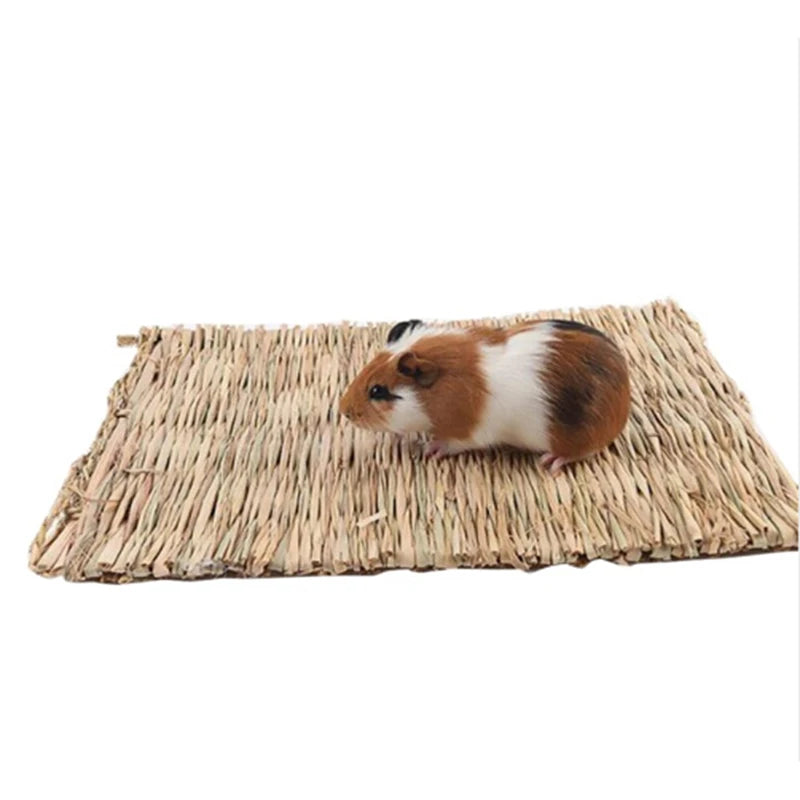 Natural Pet Grass Mat Hamster Small Animal Bed Safe Chew Toy For Rabbit Hedgehog Pet Supplies Natural Grass Hamster Bed Mat