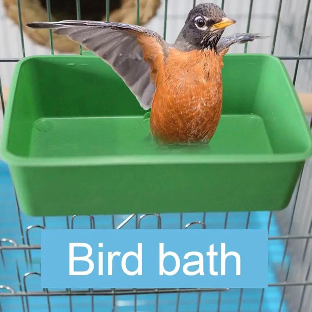 Bird Water Bath Tub For Pet Cage Hanging Shower Bowl Parrot Parakeet Bird Bath Birdbath Bird Feeder Food Water Bowl Bathroom Toy