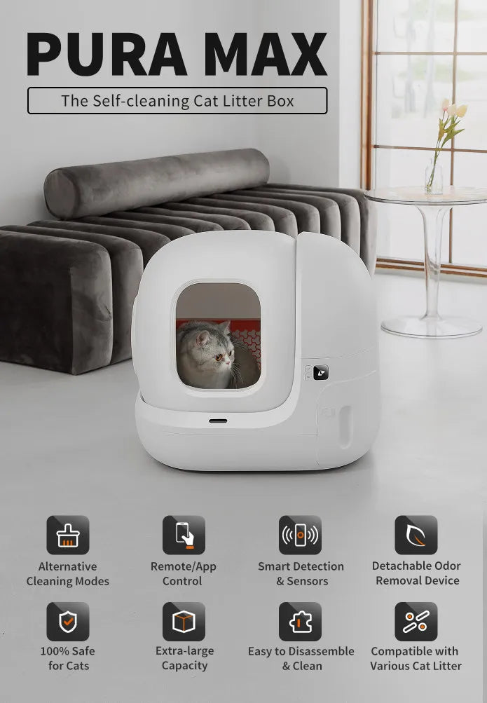 Pet Product Supplier Self-cleaning Cat Toilet Luxury Fully Enclosed Automatic Cat Litter Toilet Box