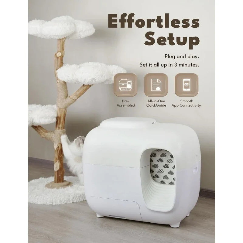 Self Cleaning Automatic Litter Box with Zero Odor TiO2 System Automatic Cat Litter Box Self Cleaning Effortless Setup