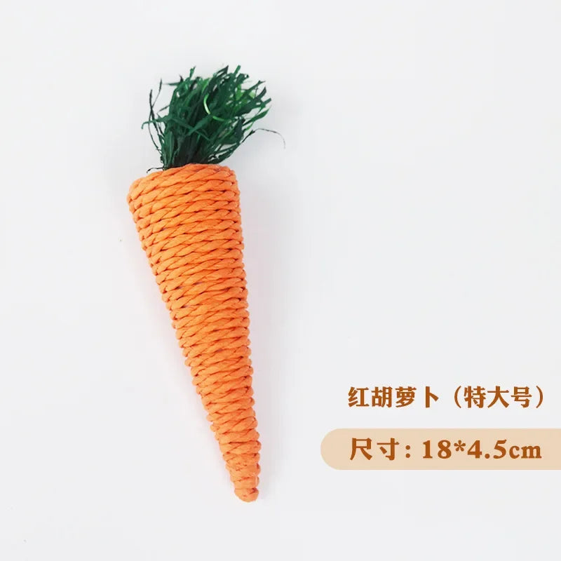 Hamster Rabbit Chew Toy Bite Grind Teeth Toys Corn Carrot Woven Balls for Tooth Cleaning Radish Molar Toys Pet Supplies 1pc