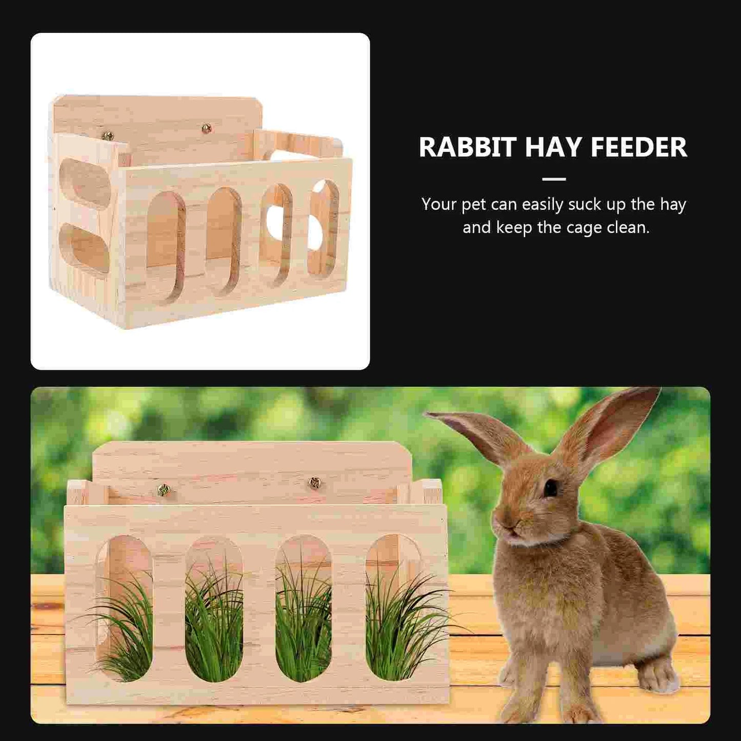 Chinchilla Rabbit Grass Stand Bunny Cage Indoor Wooden Bowl Pet Feeder Baby Bird Outdoor Toys