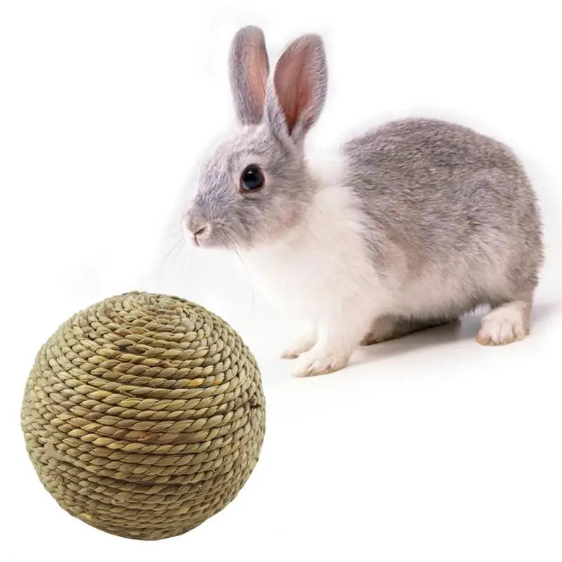 6cm Pet Chew Toy Natural Grass Ball For Rabbit Hamster Guinea Pig For Tooth Cleaning Supplies Small Pet Toys Rabbit Accessories