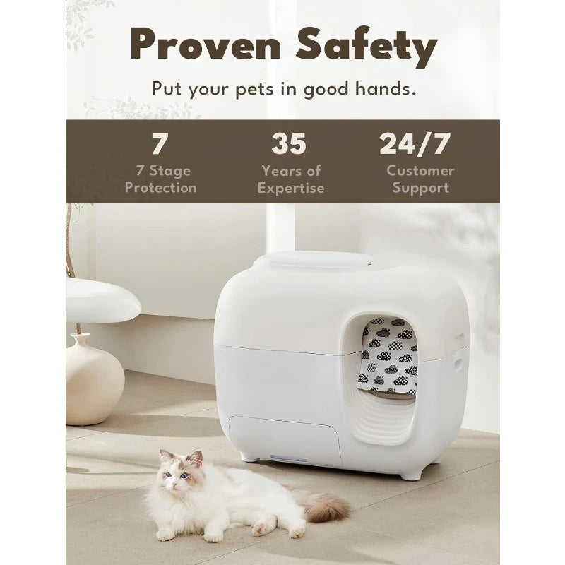 Self Cleaning Automatic Litter Box with Zero Odor TiO2 System Automatic Cat Litter Box Self Cleaning Effortless Setup