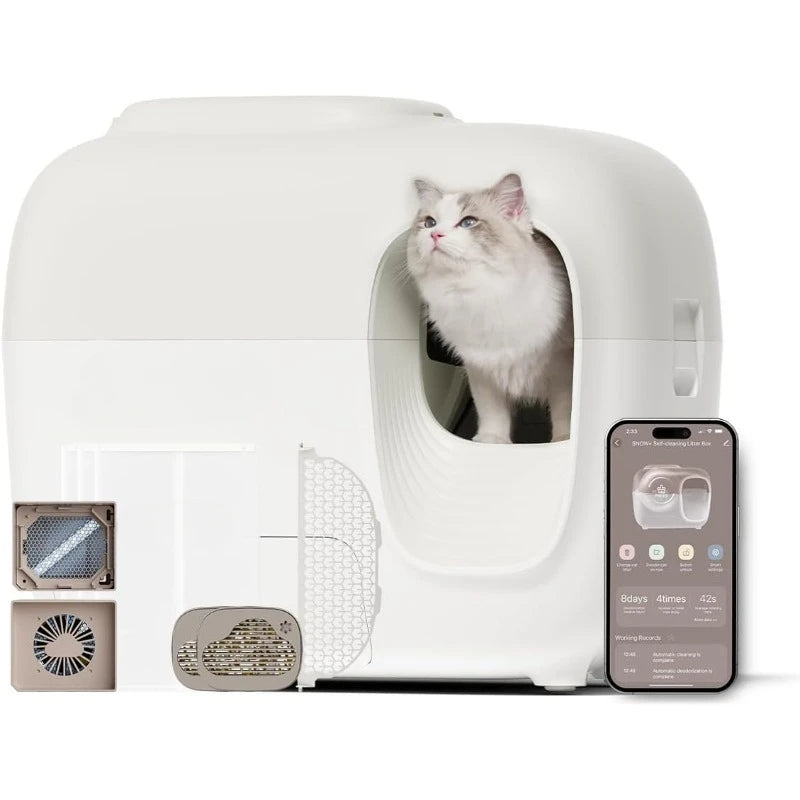 Self Cleaning Automatic Litter Box with Zero Odor TiO2 System Automatic Cat Litter Box Self Cleaning Effortless Setup