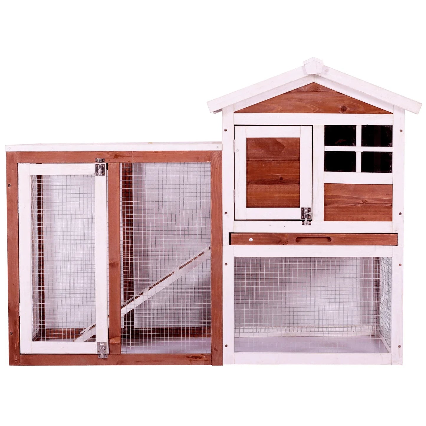 48 in. Large Chicken Coop Wooden Rabbit Hutch (Red)