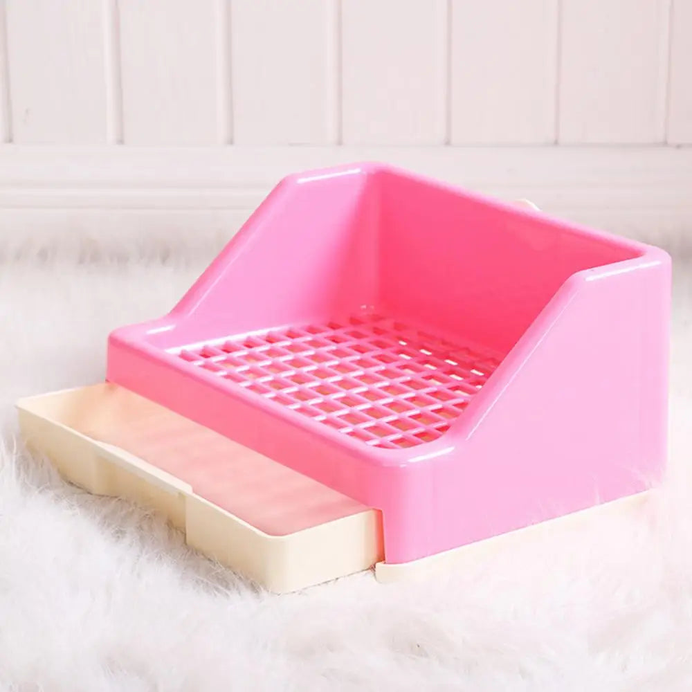 Rabbit Litter Box With Drawer Place Firmly Pet Bedpan Corner Toilet Box With Grate Potty For Adult Guinea Pig cat Dog Supplies