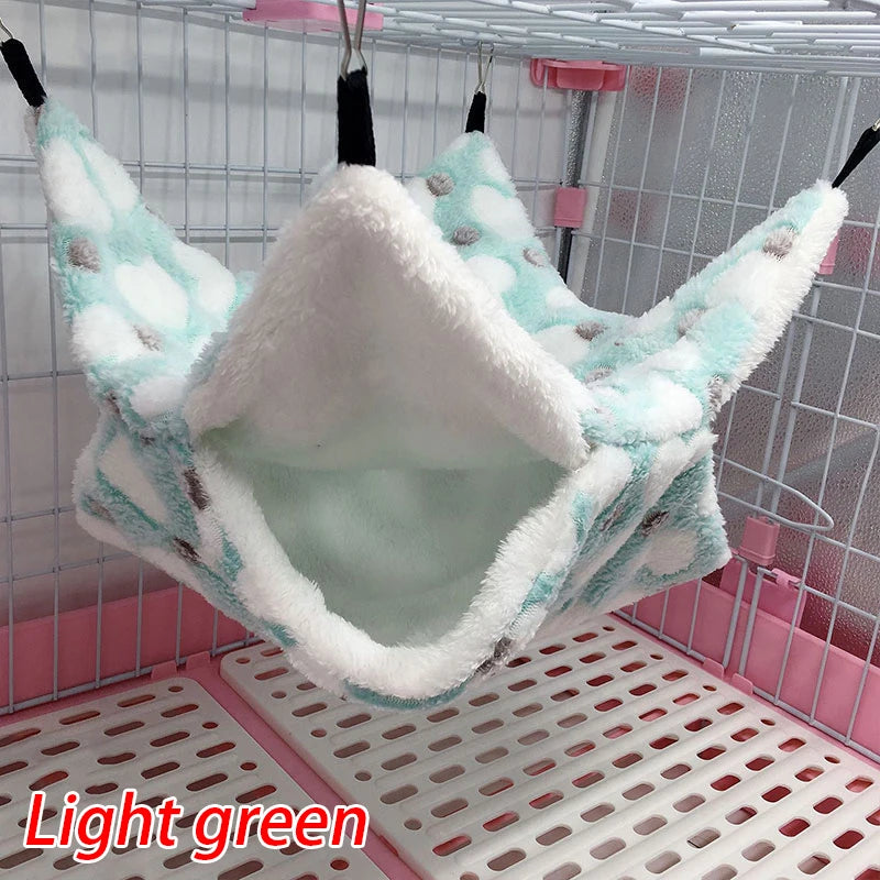 1PC Hamster House Pet Sleeping Hammock Warm Soft Beds Plush Printed Cage For Guinea Pig Squirrel Mice Rat Small Animal