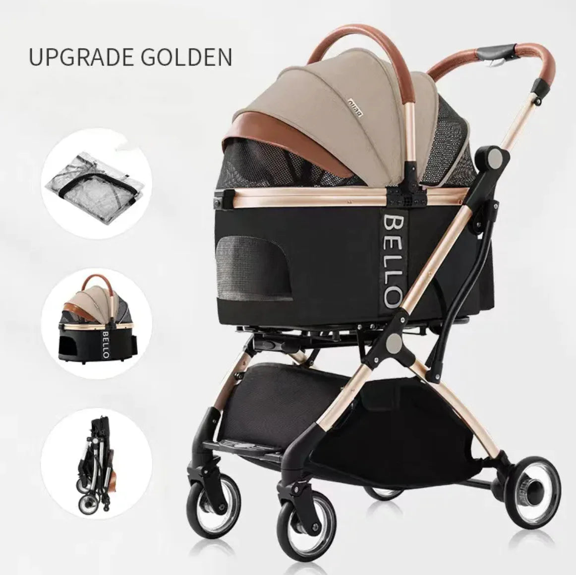 Foldable Four-Wheel Pet Stroller