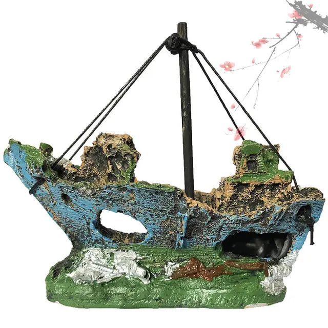 Aquarium Resin Ornament Pirate Ship Wreck